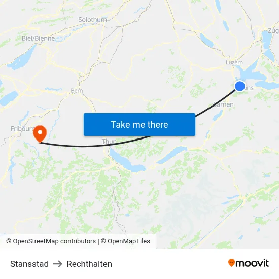 Stansstad to Rechthalten map