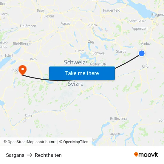 Sargans to Rechthalten map