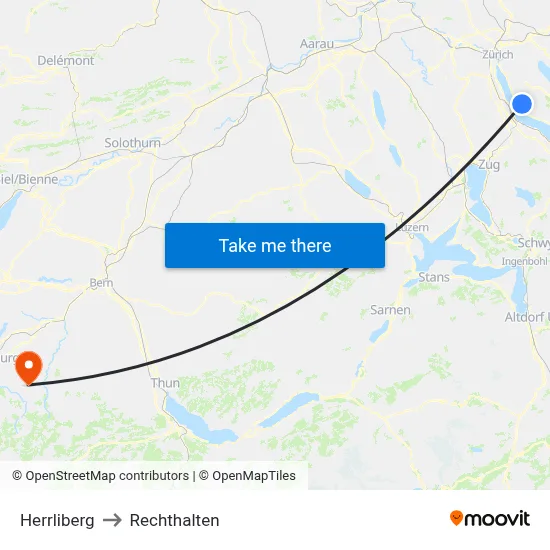 Herrliberg to Rechthalten map
