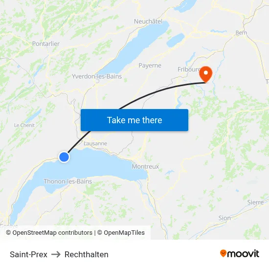 Saint-Prex to Rechthalten map