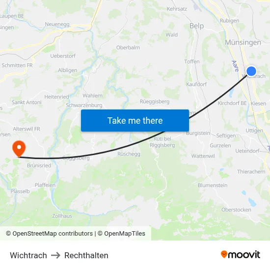 Wichtrach to Rechthalten map