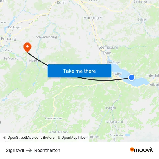 Sigriswil to Rechthalten map