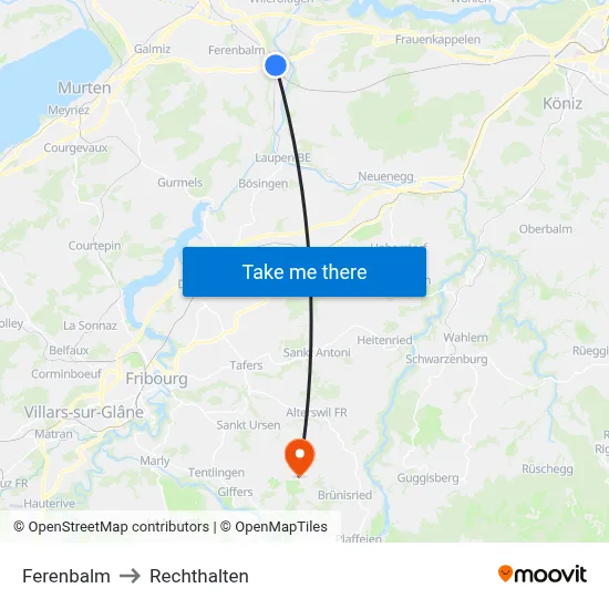 Ferenbalm to Rechthalten map