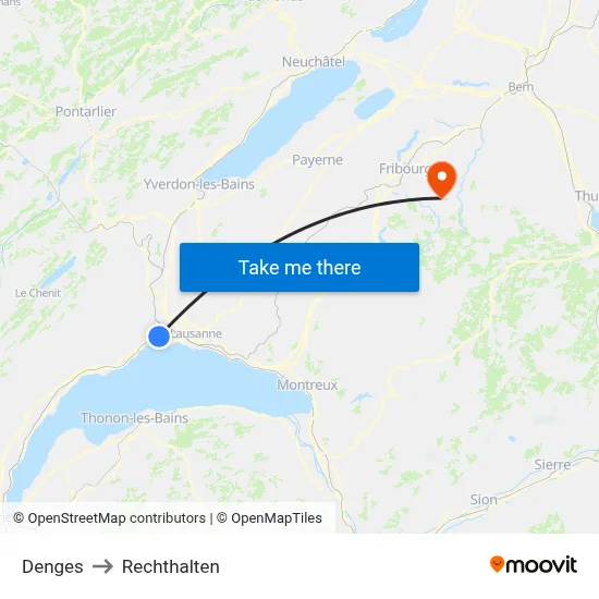Denges to Rechthalten map