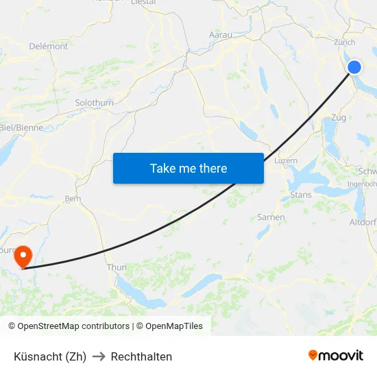 Küsnacht (Zh) to Rechthalten map
