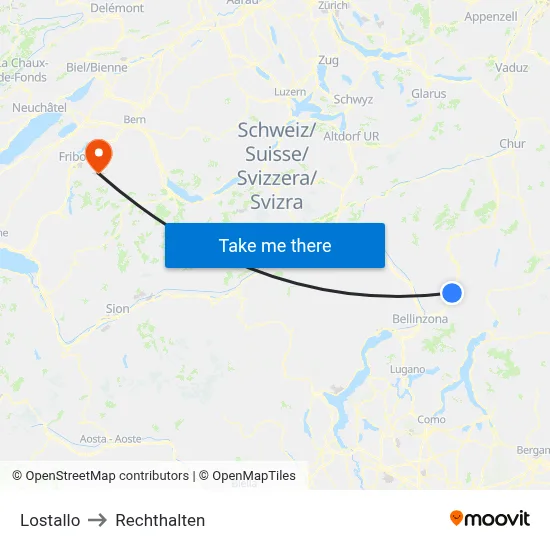 Lostallo to Rechthalten map