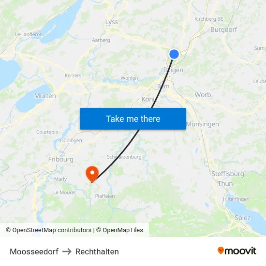 Moosseedorf to Rechthalten map
