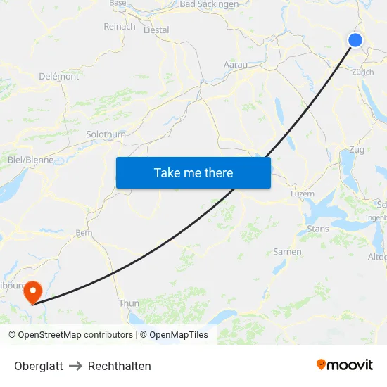 Oberglatt to Rechthalten map