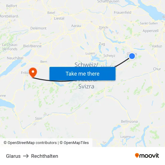 Glarus to Rechthalten map