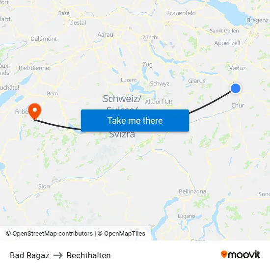 Bad Ragaz to Rechthalten map