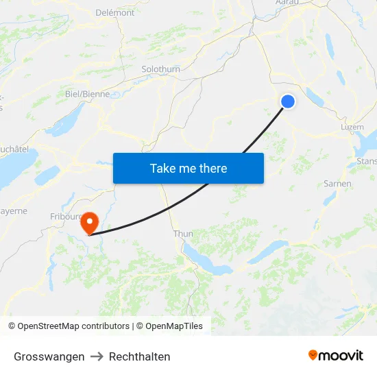 Grosswangen to Rechthalten map