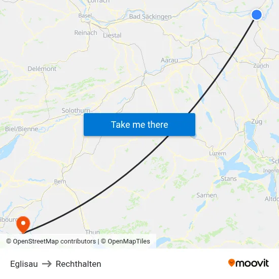 Eglisau to Rechthalten map