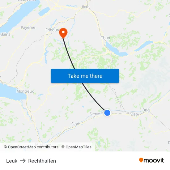 Leuk to Rechthalten map