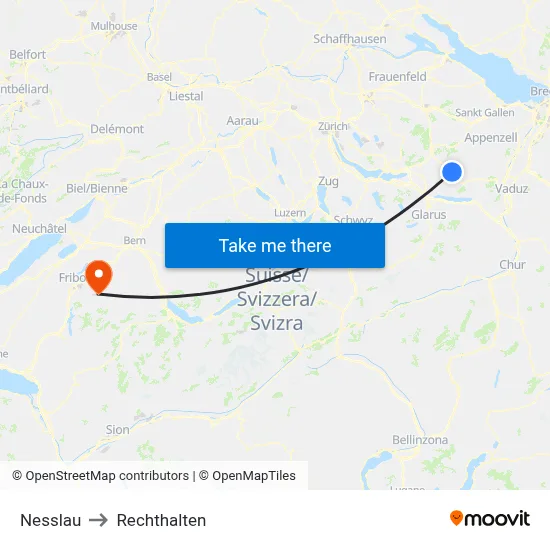 Nesslau to Rechthalten map