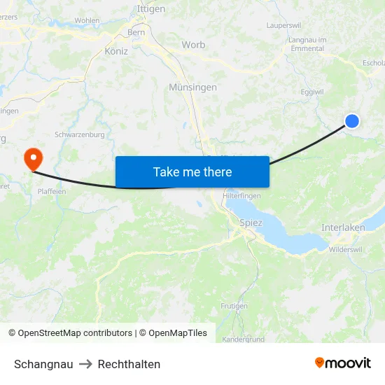 Schangnau to Rechthalten map