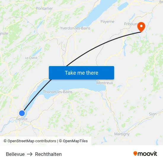 Bellevue to Rechthalten map