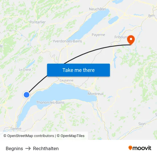 Begnins to Rechthalten map