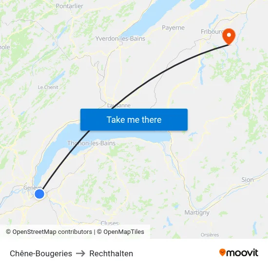 Chêne-Bougeries to Rechthalten map