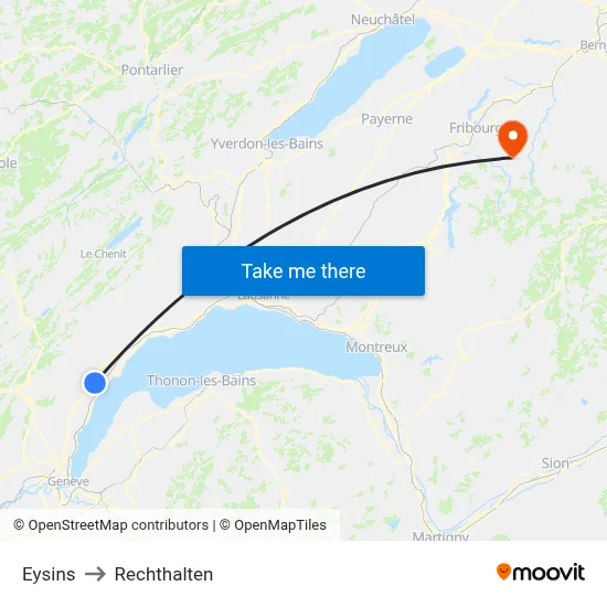 Eysins to Rechthalten map