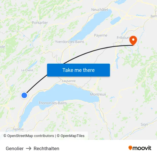 Genolier to Rechthalten map