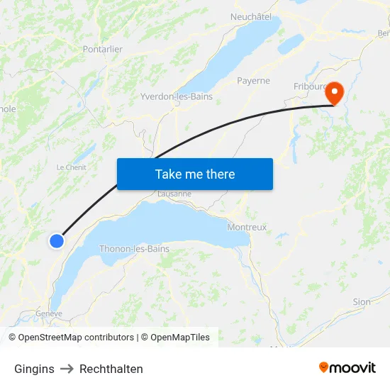 Gingins to Rechthalten map