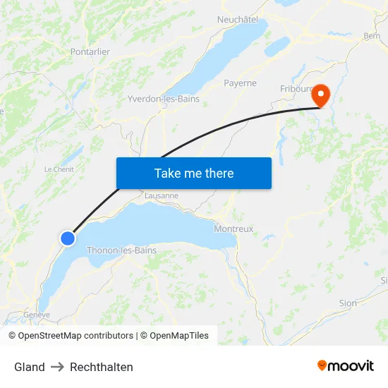 Gland to Rechthalten map