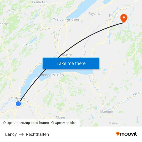 Lancy to Rechthalten map