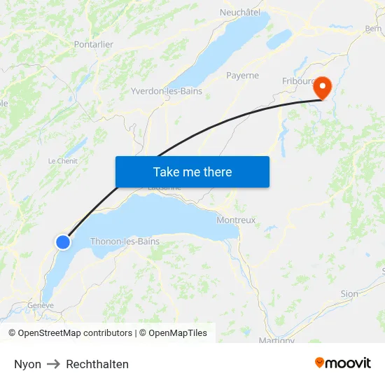 Nyon to Rechthalten map