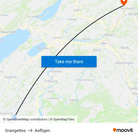 Grangettes to Aefligen map