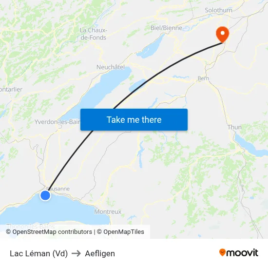 Lac Léman (Vd) to Aefligen map