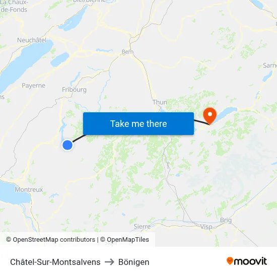 Châtel-Sur-Montsalvens to Bönigen map