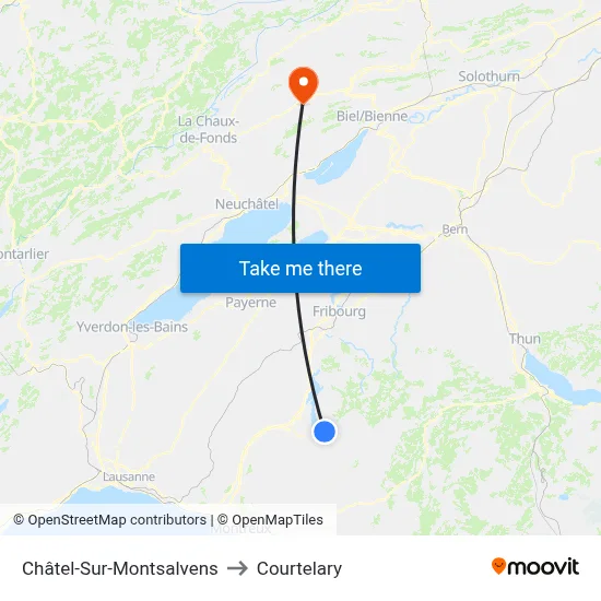 Châtel-Sur-Montsalvens to Courtelary map