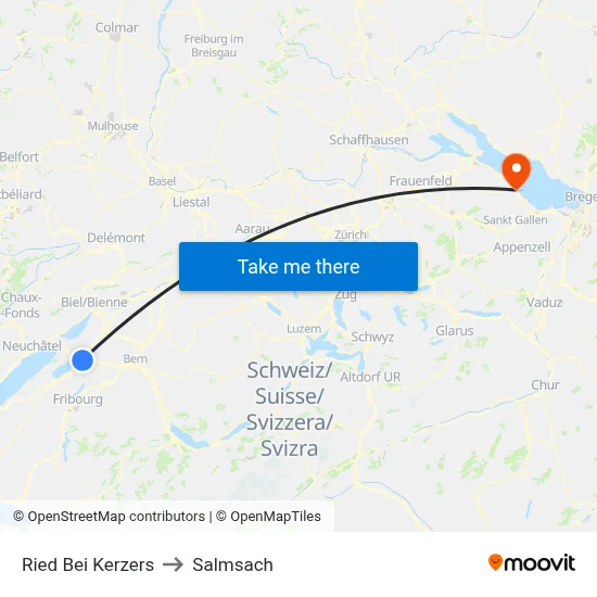 Ried Bei Kerzers to Salmsach map