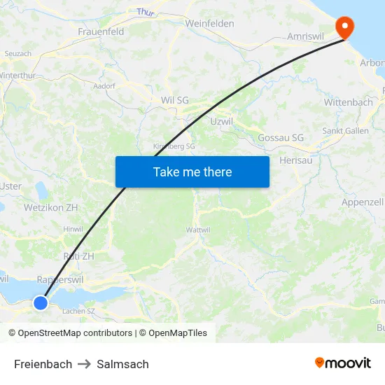 Freienbach to Salmsach map
