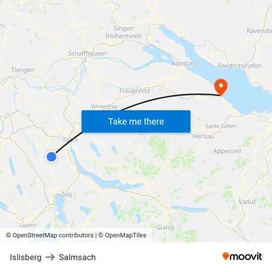 Islisberg to Salmsach map