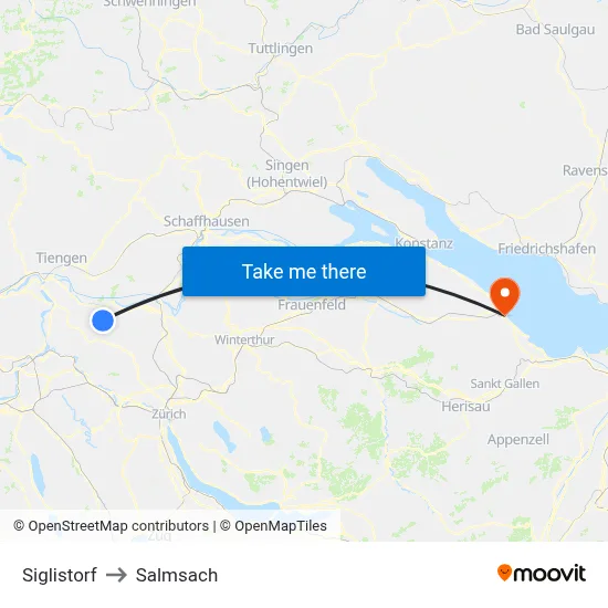 Siglistorf to Salmsach map