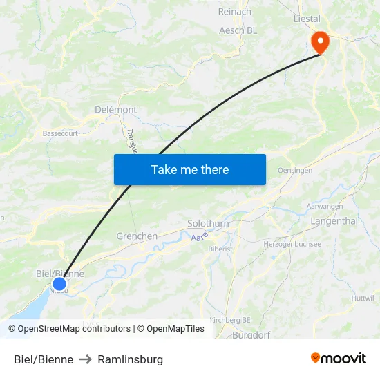 Biel/Bienne to Ramlinsburg map