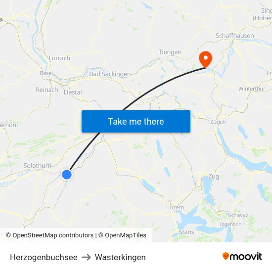 Herzogenbuchsee to Wasterkingen map