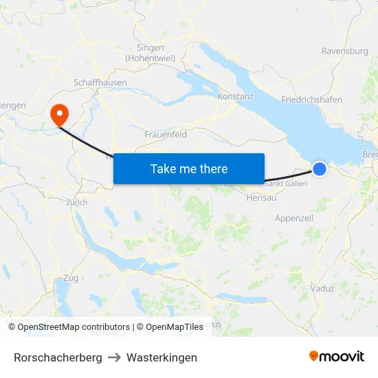 Rorschacherberg to Wasterkingen map