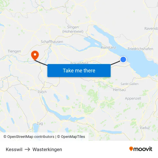 Kesswil to Wasterkingen map