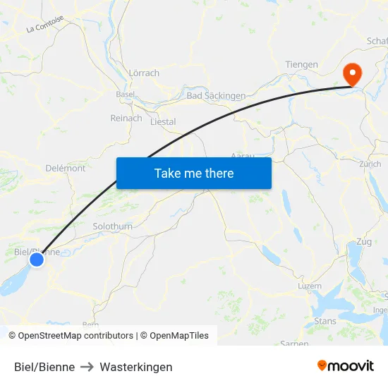 Biel/Bienne to Wasterkingen map
