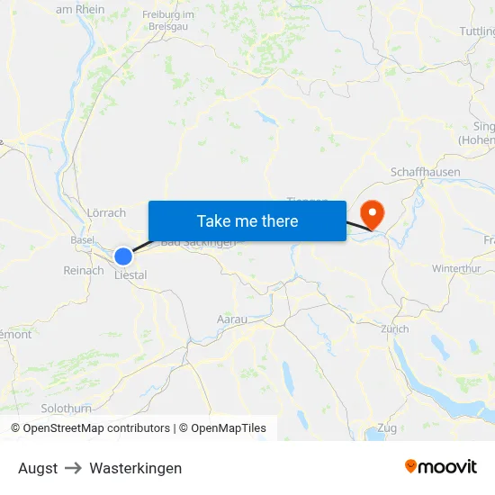 Augst to Wasterkingen map