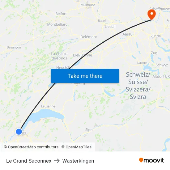 Le Grand-Saconnex to Wasterkingen map