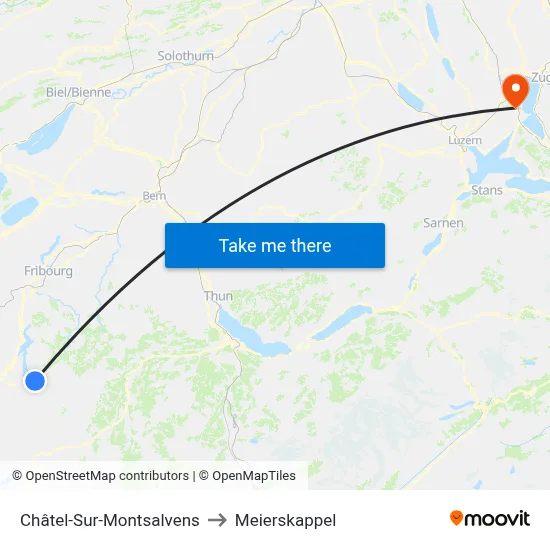 Châtel-Sur-Montsalvens to Meierskappel map