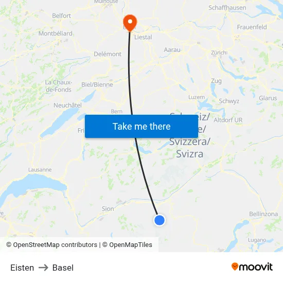 Eisten to Basel map