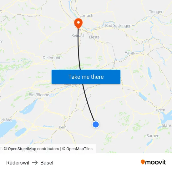 Rüderswil to Basel map