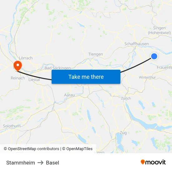 Stammheim to Basel map