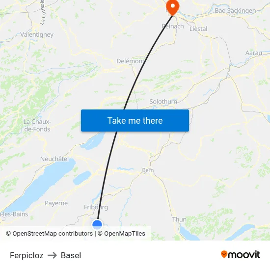 Ferpicloz to Basel map