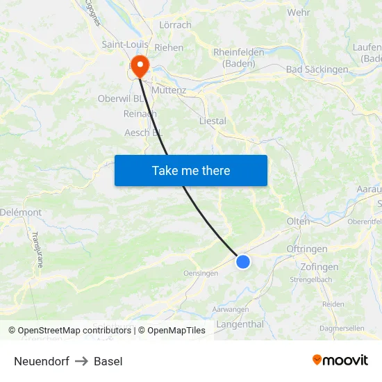 Neuendorf to Basel map