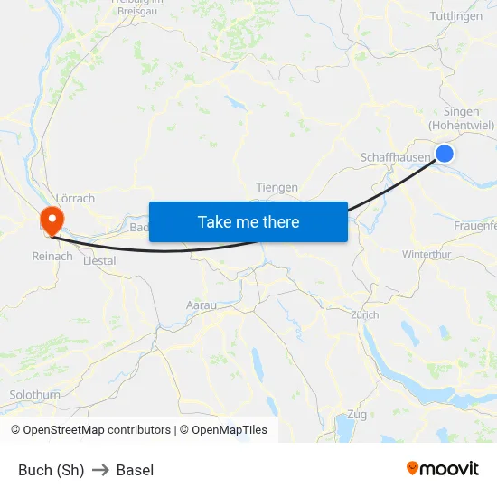 Buch (Sh) to Basel map